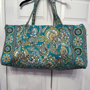 Vera Bradley Large Quilted Duffel Bag Hobo Peacock Pattern Shoulder Strap